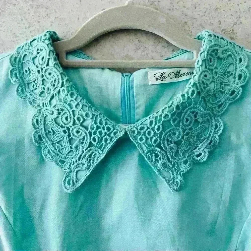 LA MORENA  ESPANA EYELET EMBROIDERED FEMININE ROMANTIC VICTORIAN DRESS. EU 42/US - Picture 4 of 12